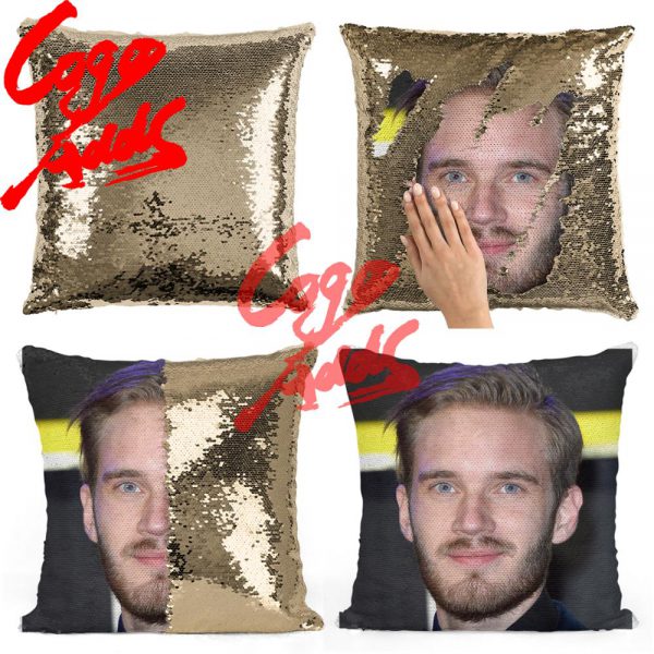 Pewdiepie sequin pillow sequin Pillowcase Two color pillow gift for her gift for him pillow magic 2 - PewDiePie Merch