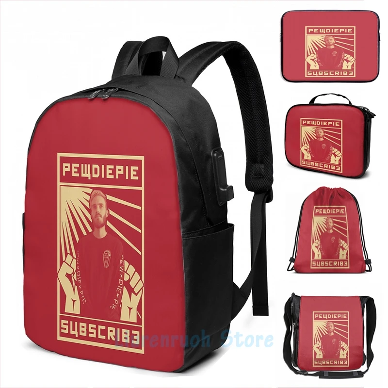 kf H9fcc2fa8d2914e868c97a92988917aact Funny Graphic print Subscribe to Pewdiepie USB Charge Backpack Men School Bags Women Bag Travel Laptop - PewDiePie Merch